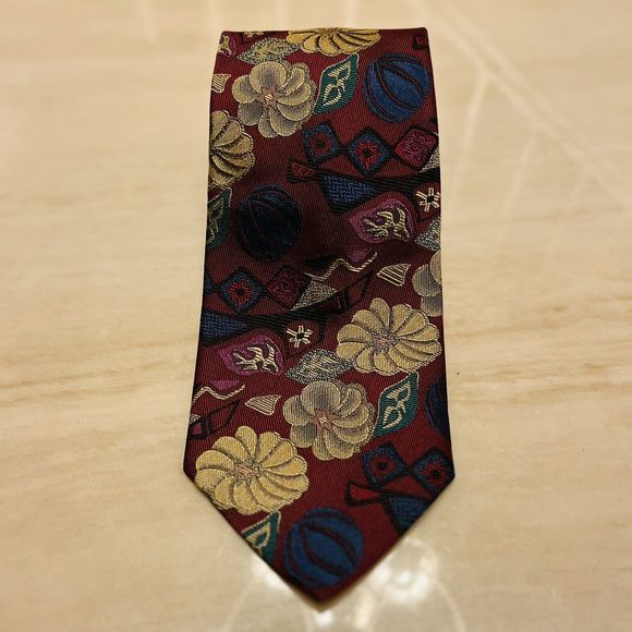 XMI PLATINUM Necktie Floral  Wide & Long England Silk Hand Made In USA 4”x62.5” - Picture 2 of 5